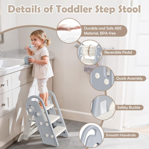 Built-in handles help balance during potty training and climbing.