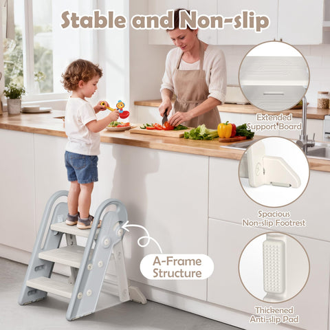 Integrated safety handles add confidence while climbing.