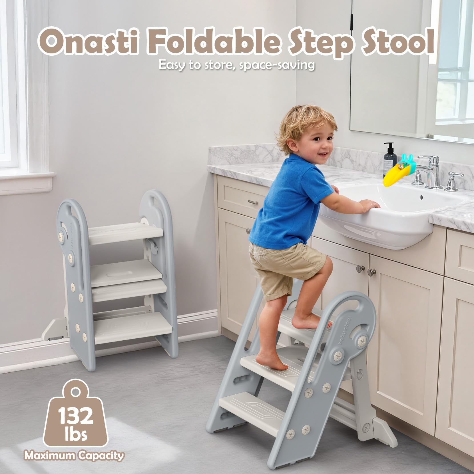 Non-slip textured surface keeps tiny feet secure during daily routines.