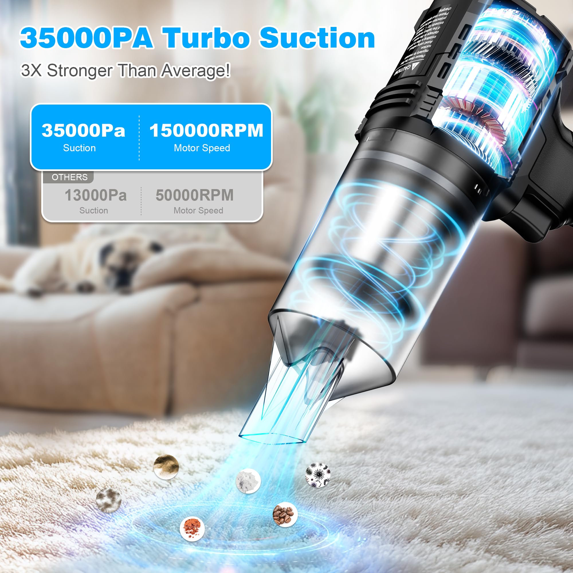 ONAVOT cordless vacuum shows 60-minute runtime for full-car detailing.