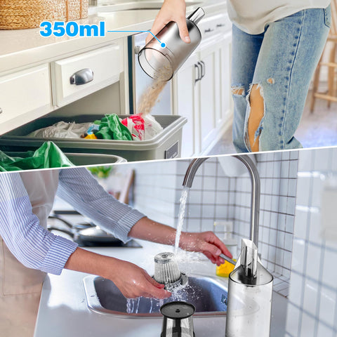 ONAVOT XL 350ml dust cup reduces frequent emptying during cleaning.