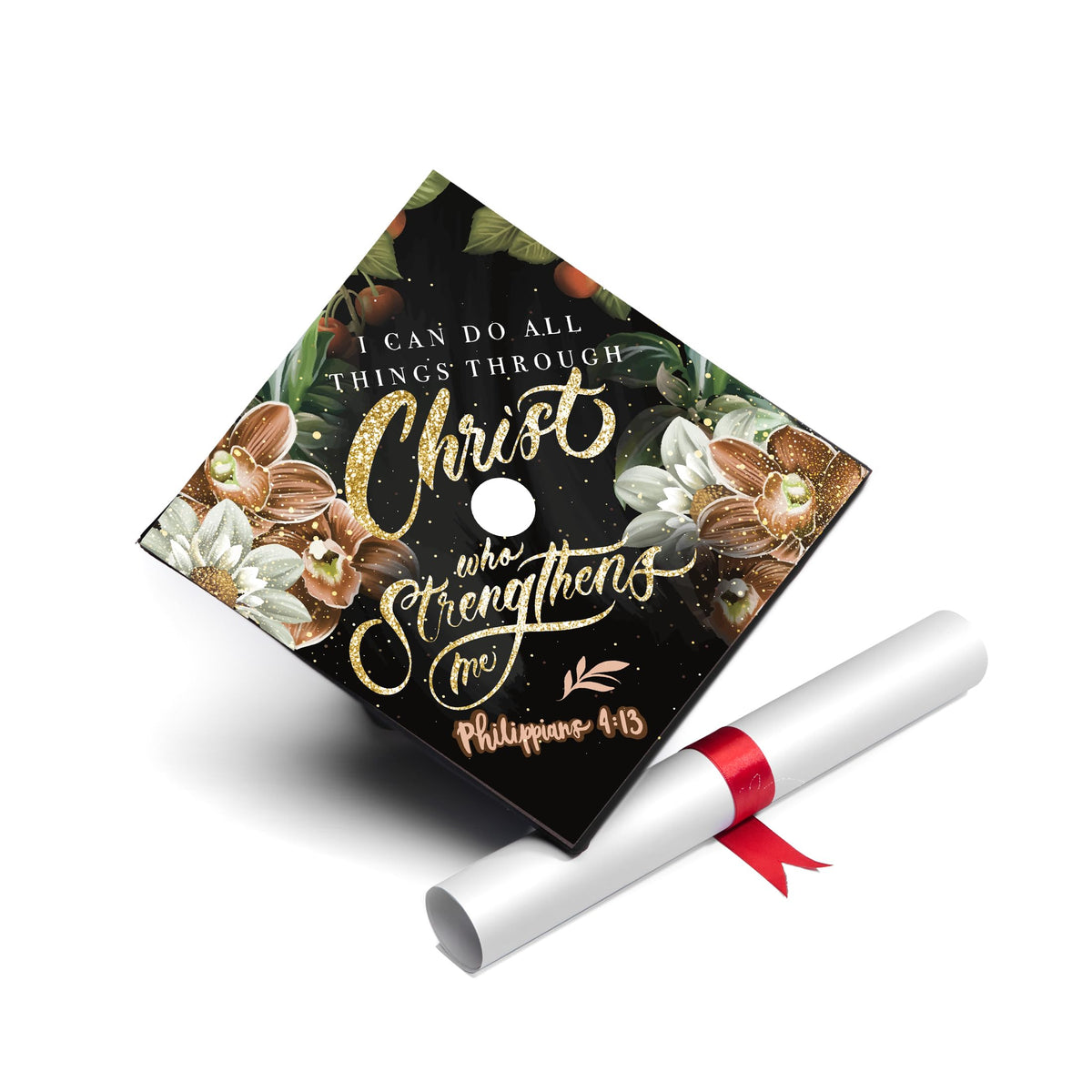 Once Upon A Time graduation cap topper with inspirational verse for lasting memories.