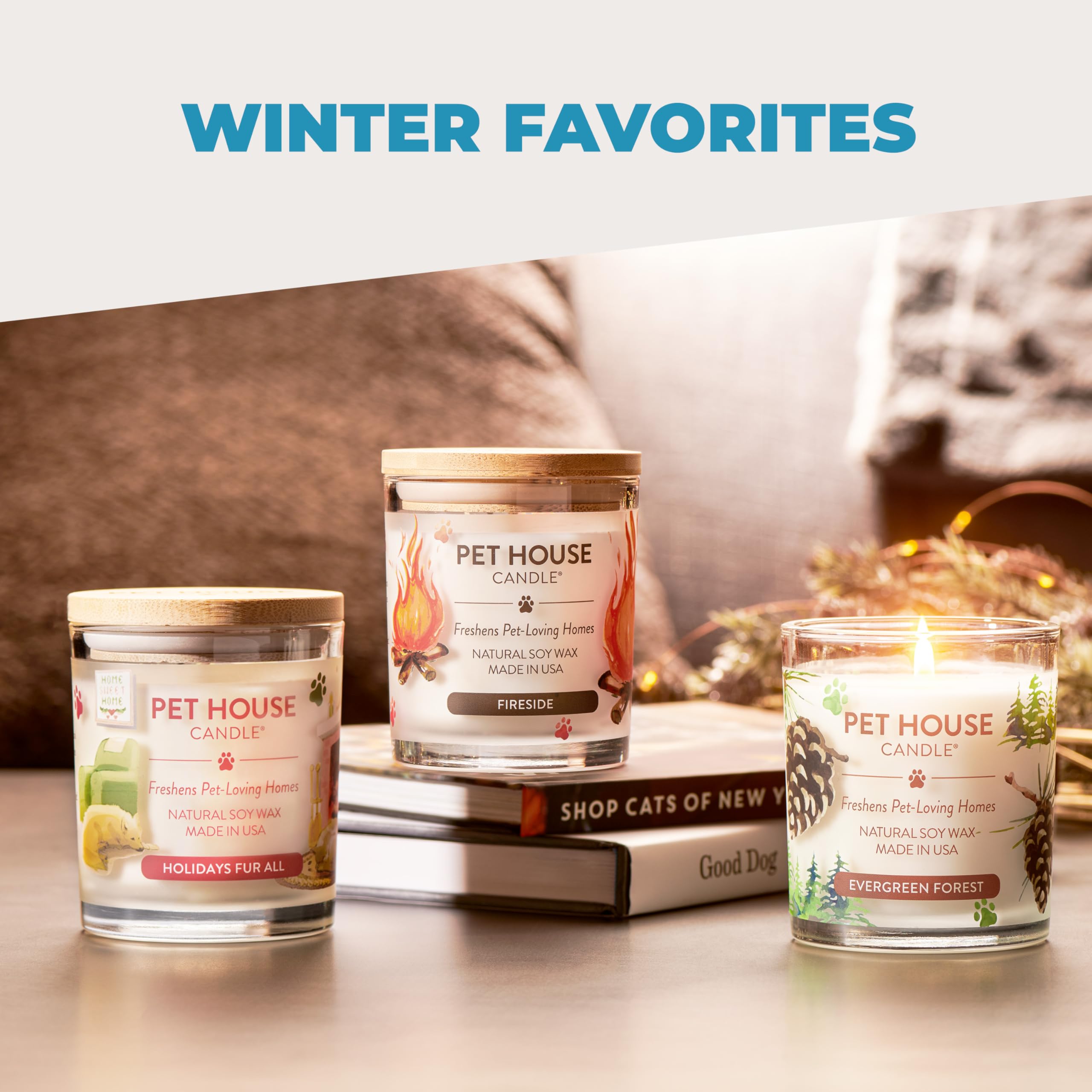 One Fur All odor-eliminating candle helps maintain a welcoming atmosphere