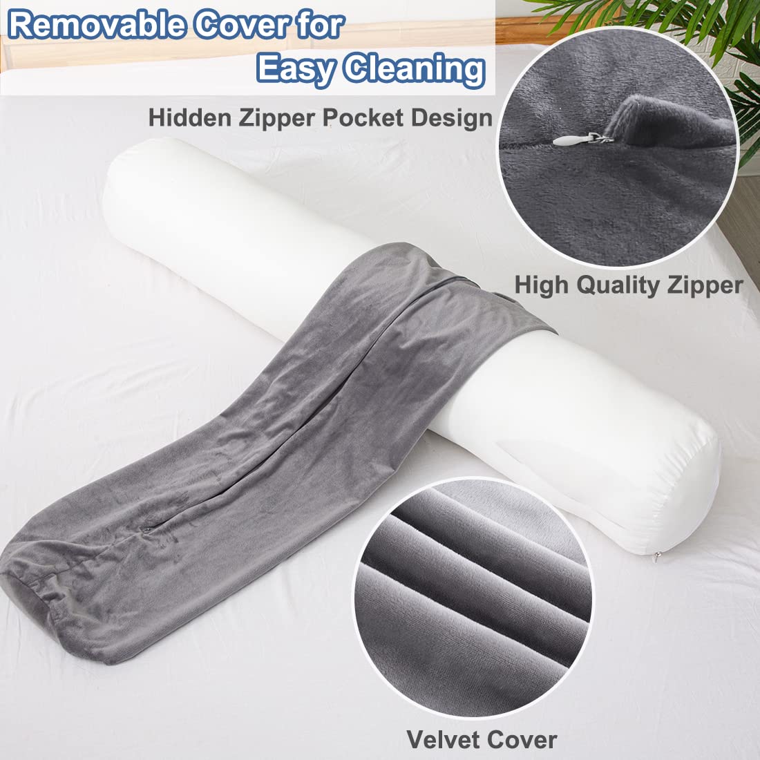 1 MIDDLE ONE decorative bolster pillow for bed or couch styling and comfort.