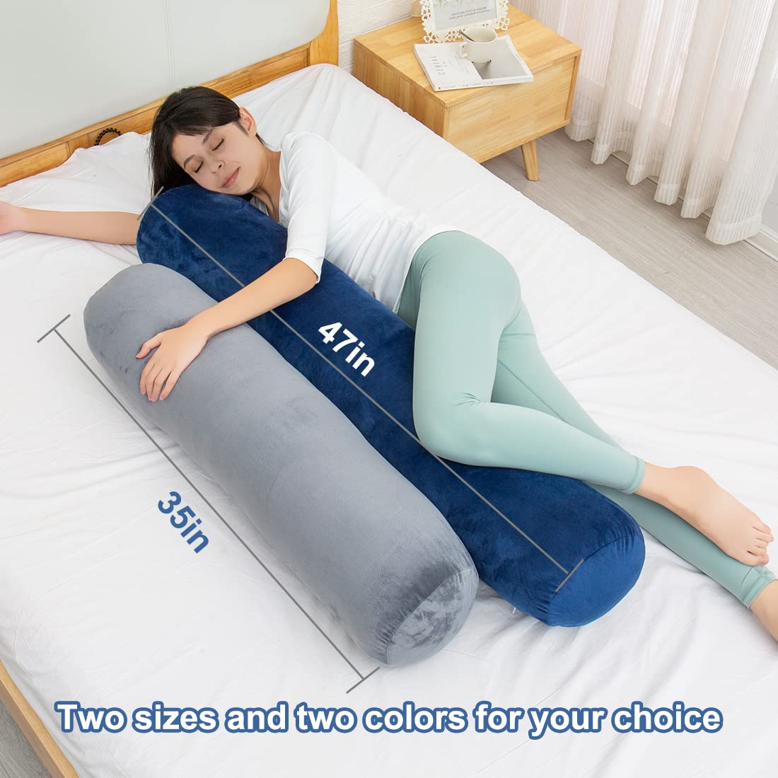 1 MIDDLE ONE long round cervical roll pillow for targeted support during rest.
