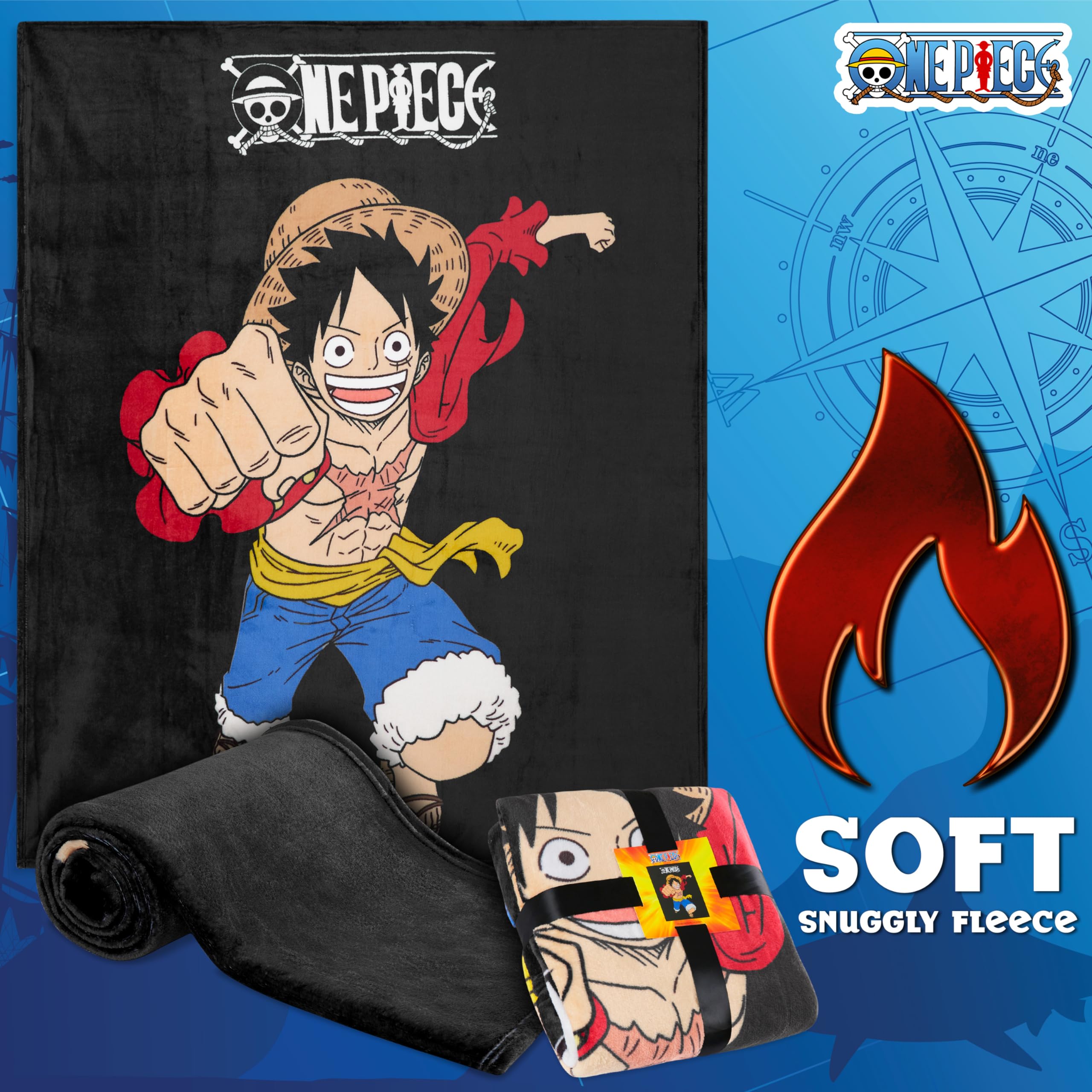 One Piece graphic close-up highlights detailed anime design ideal for room decor.