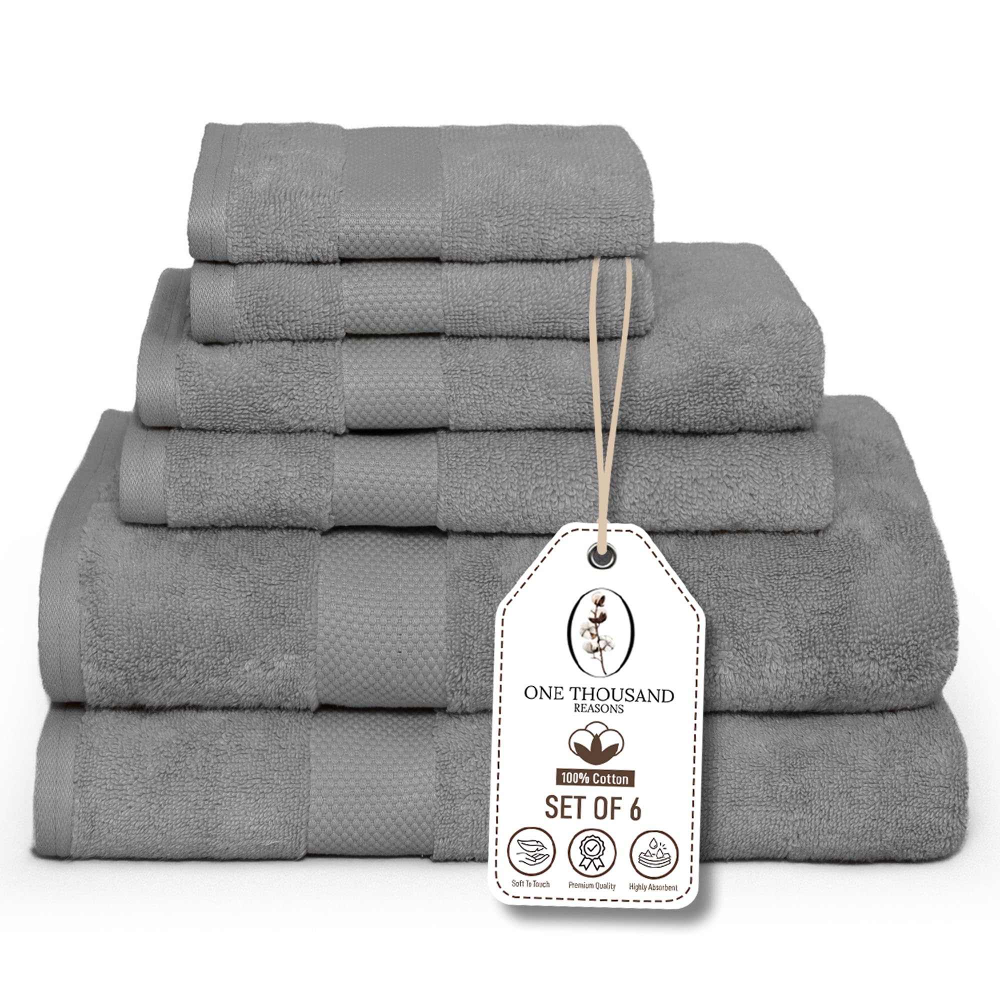 One Thousand Reasons bath towel gray 29x57 shows plush softness with stripe accent