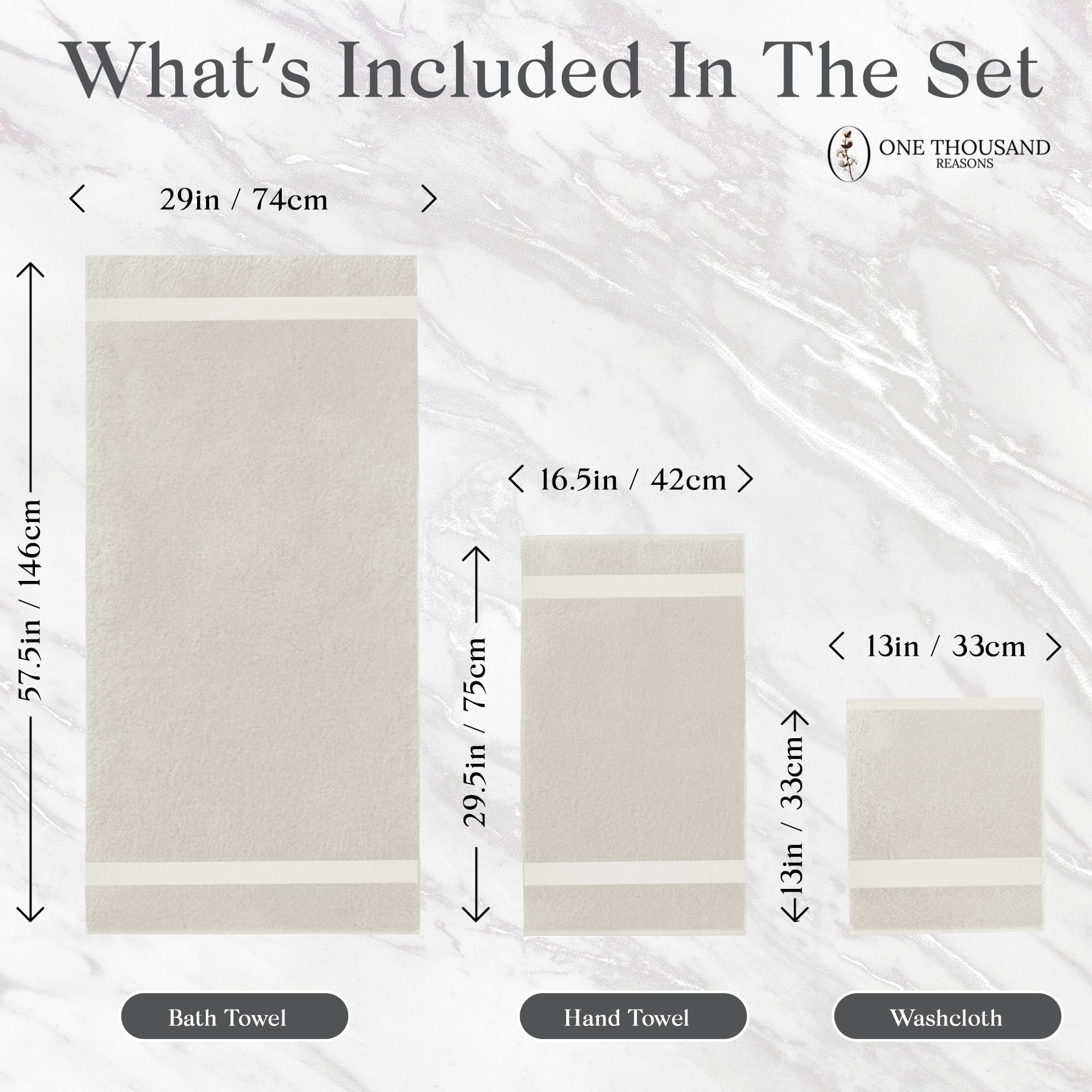 One Thousand Reasons oversized beige bath towel, 29x57 inches, soft and highly absorbent.