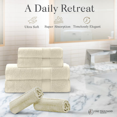One Thousand Reasons beige washcloths, 13x13 inches, gentle cleaning and quick drying.