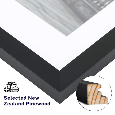 ONE WALL black pine frame close-up shows modern craftsmanship