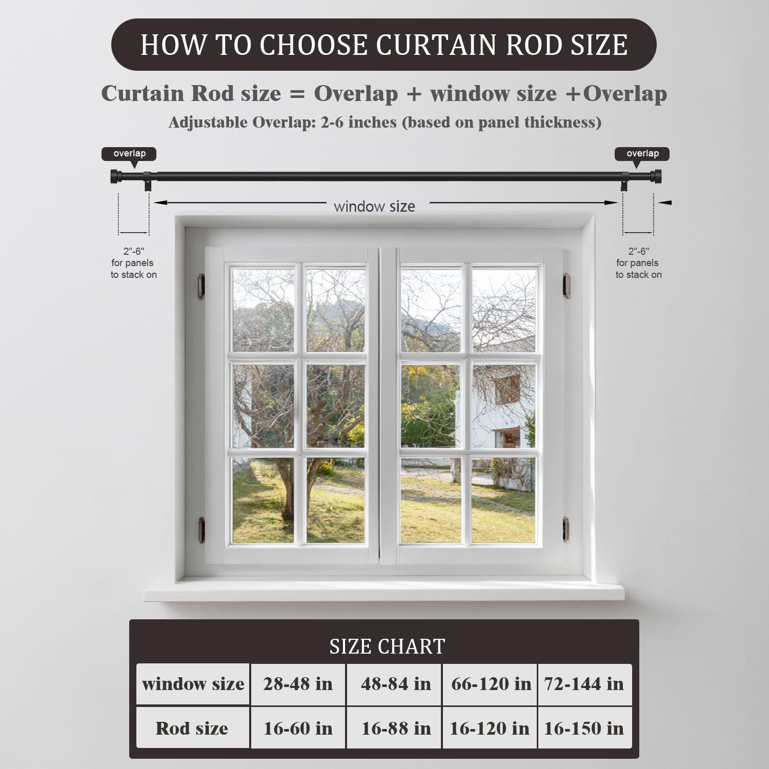 Oneach curtain rod brackets with decorative finials add style and stability.