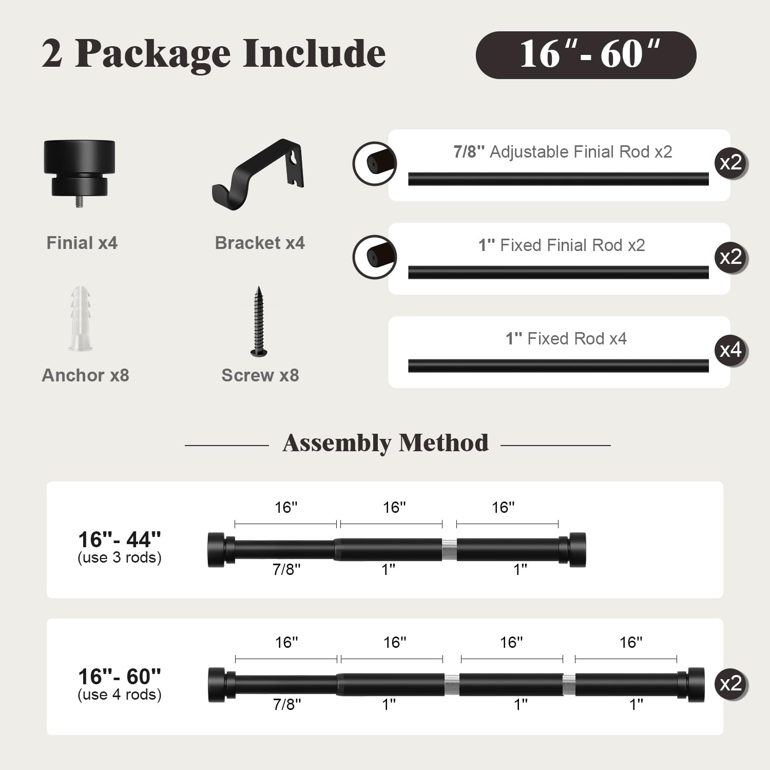 Oneach durable metal construction delivers long-lasting drapery support.