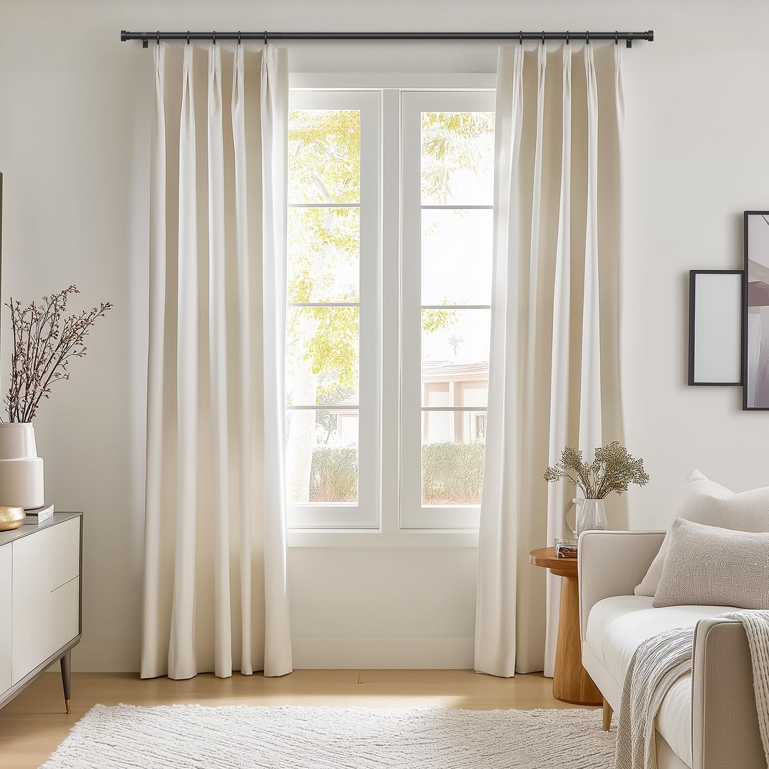 Oneach telescoping curtain rod from Oneach shows adjustable length for a precise fit.