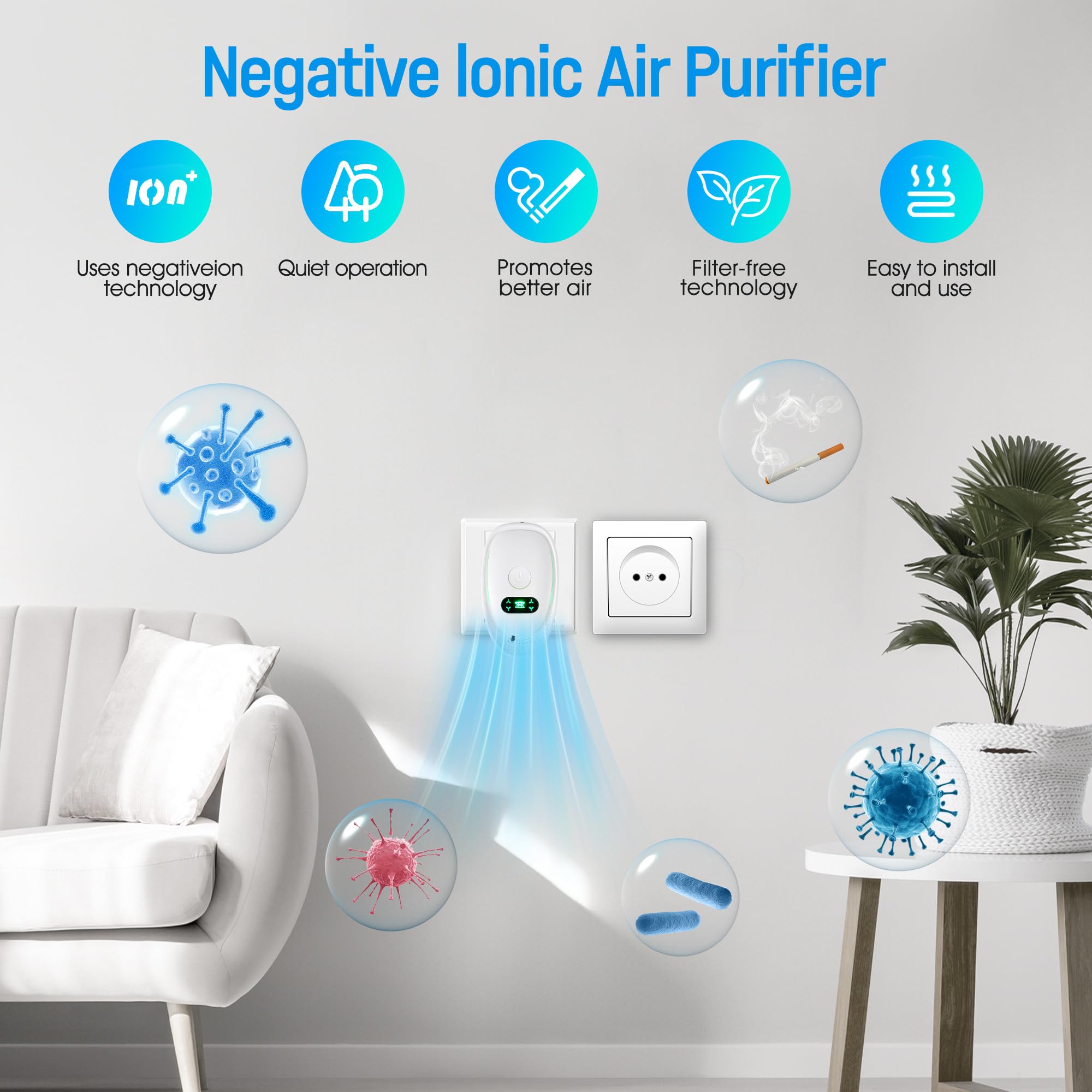Oneluner Air Ionizer with silent operation suitable for bedrooms