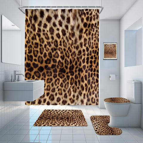 Onlalasyc brown leopard bathroom decor viewed from a stylish perspective.