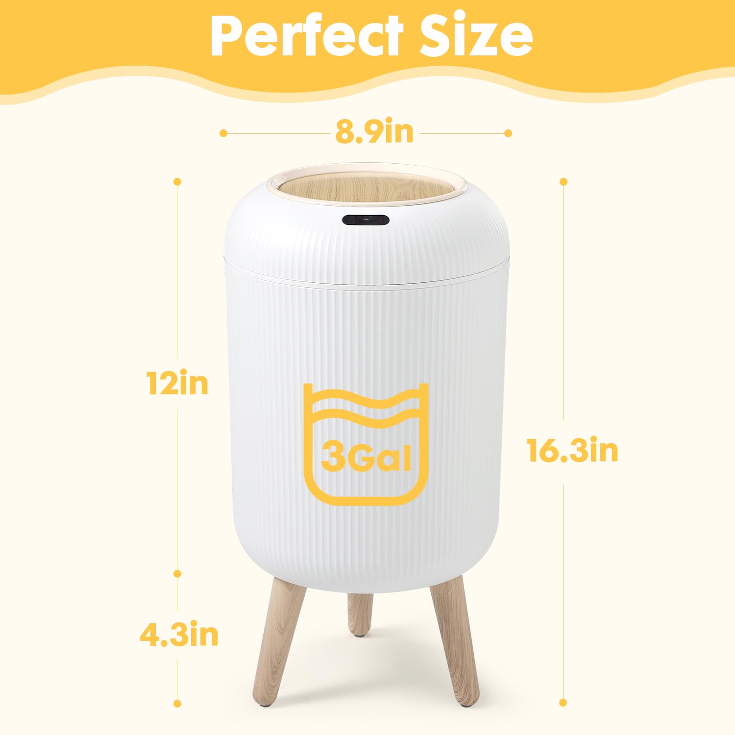onlcuk 3-gallon capacity fits daily waste in compact spaces.