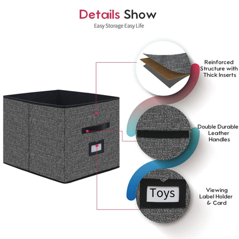 Onlyeasy storage cubes leather handles closeup for easy portability.