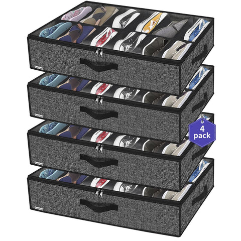 Onlyeasy under-bed shoe storage with transparent window keeps shoes visible.