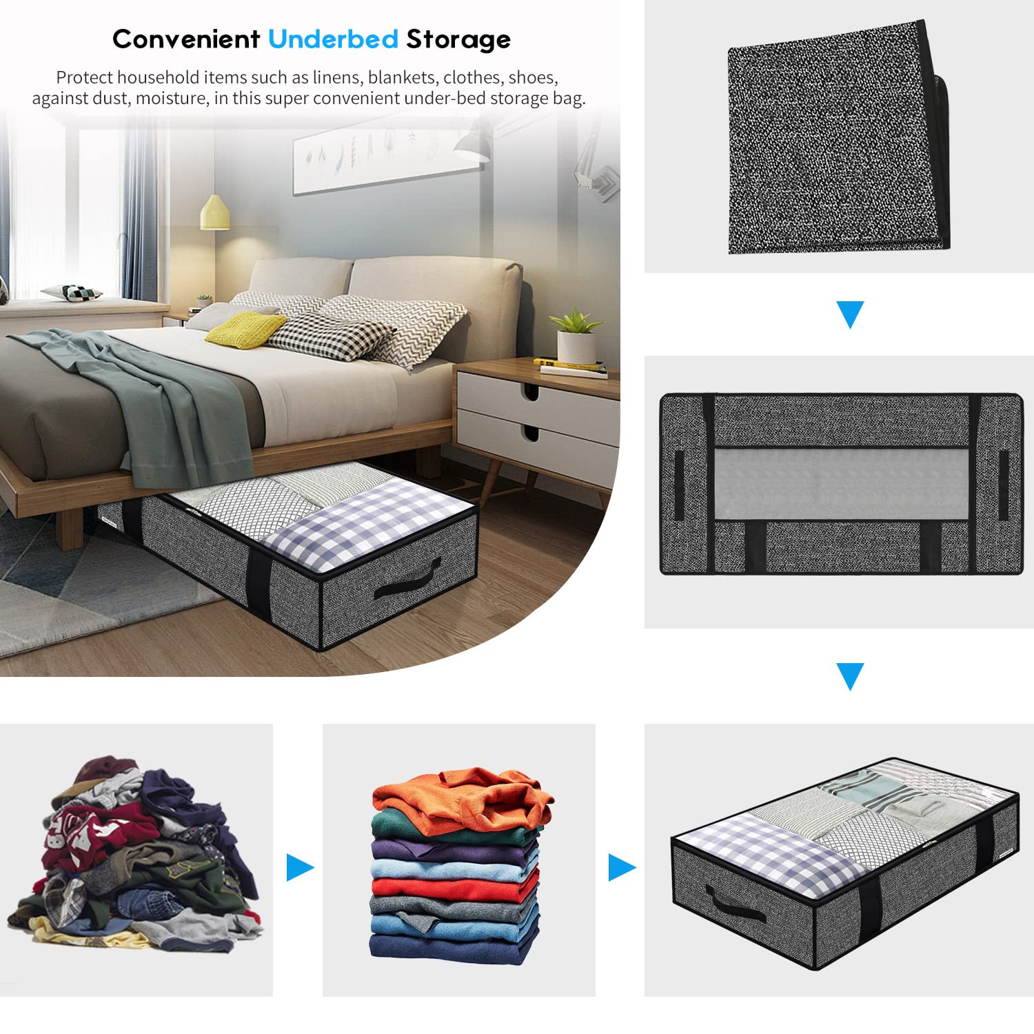 Onlyeasy under-bed storage bag clear window, quick item identification