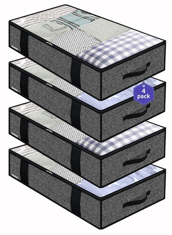 Onlyeasy under-bed storage bag front view, sturdy handles for quick access to blankets