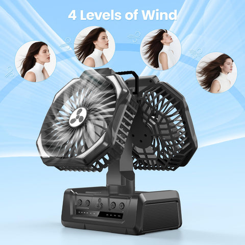 ONLYNEW dual-head fan 360° coverage for omni-directional comfort