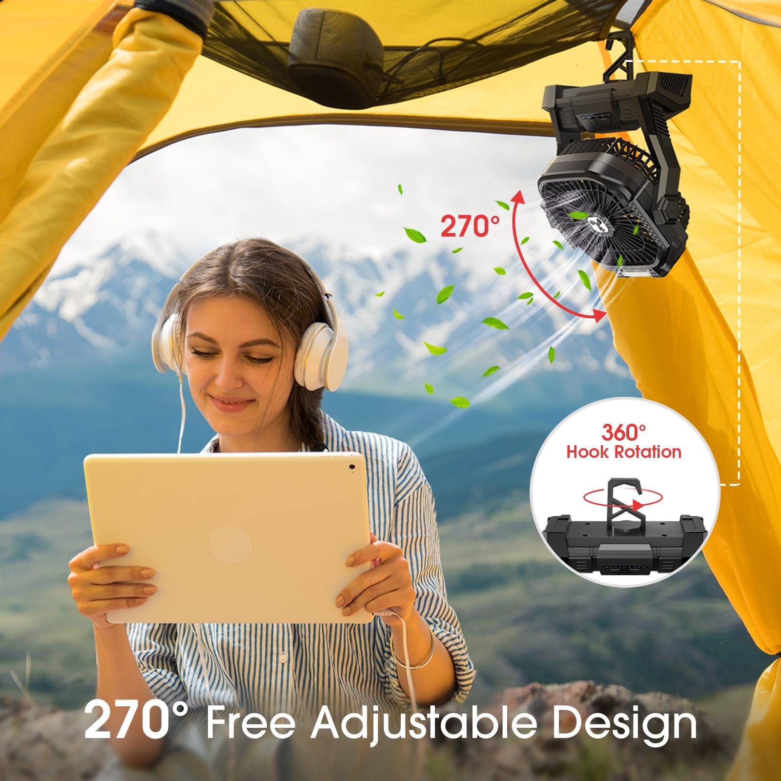 ONLYNEW 20000mAh battery powers long cordless cooling sessions