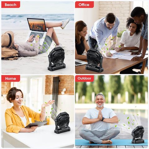 ONLYNEW portable fan on the beach or desk for cooling