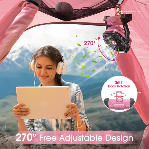 ONLYNEW portable fan LED lantern, three brightness levels for cozy nighttime lighting.