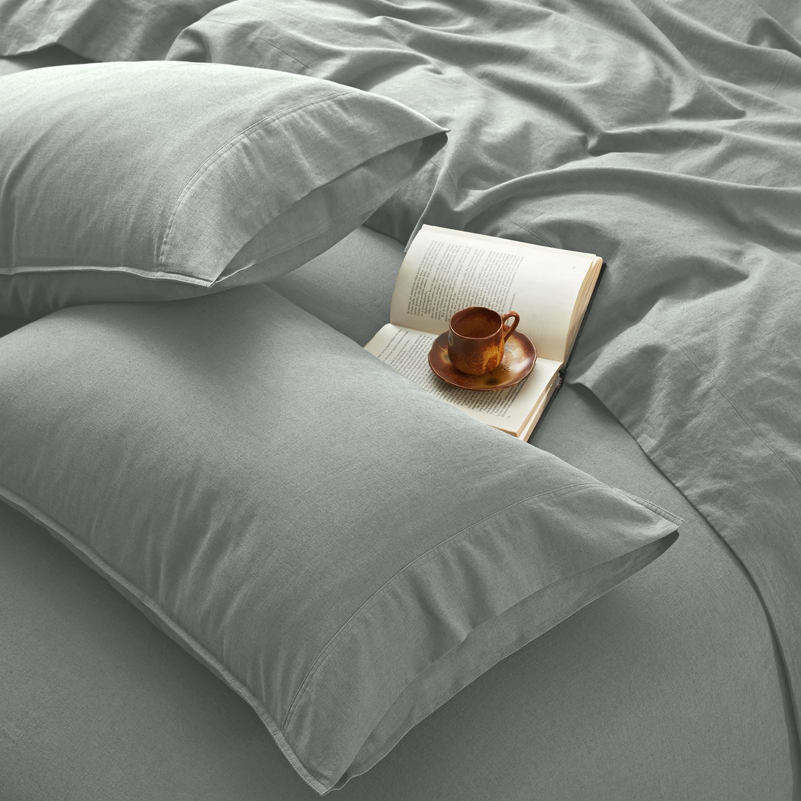 OnlySet linen sheets queen flat sheet draped for a luxurious breathable setup