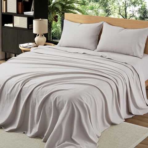 OnlySet linen sheets texture close-up highlights soft luxurious linen feel