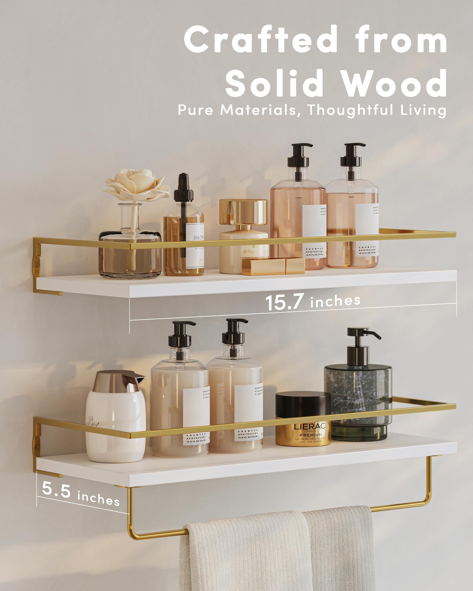 Onlysky bathroom shelves with towel bar offer convenient storage.