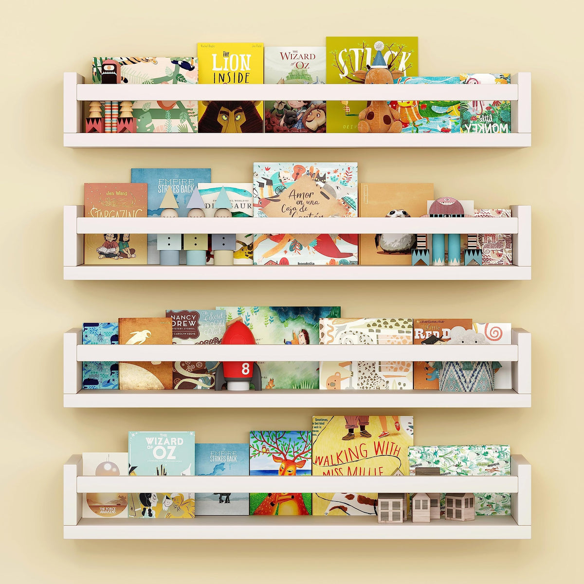 Onlysky nursery shelves mounted on wall showcase sturdy white storage.