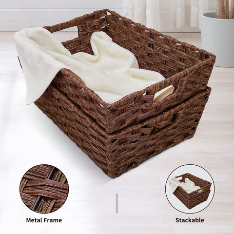 Onlytak kitchen-bathroom organization baskets versatile for towels, bottles, and papers