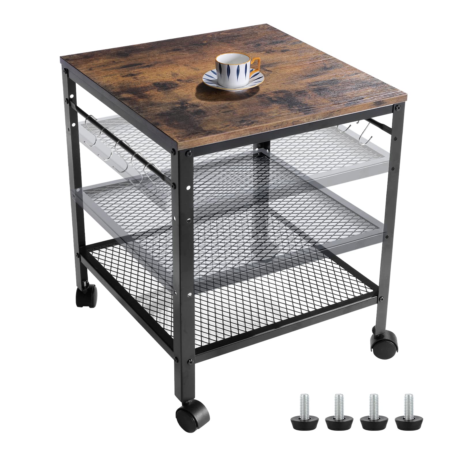Onlytak Rustic End Table with adjustable shelf height for flexible storage.