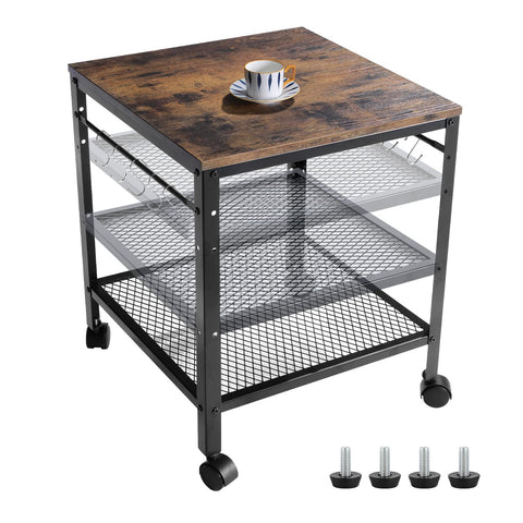 Onlytak Rustic End Table with adjustable shelf height for flexible storage.