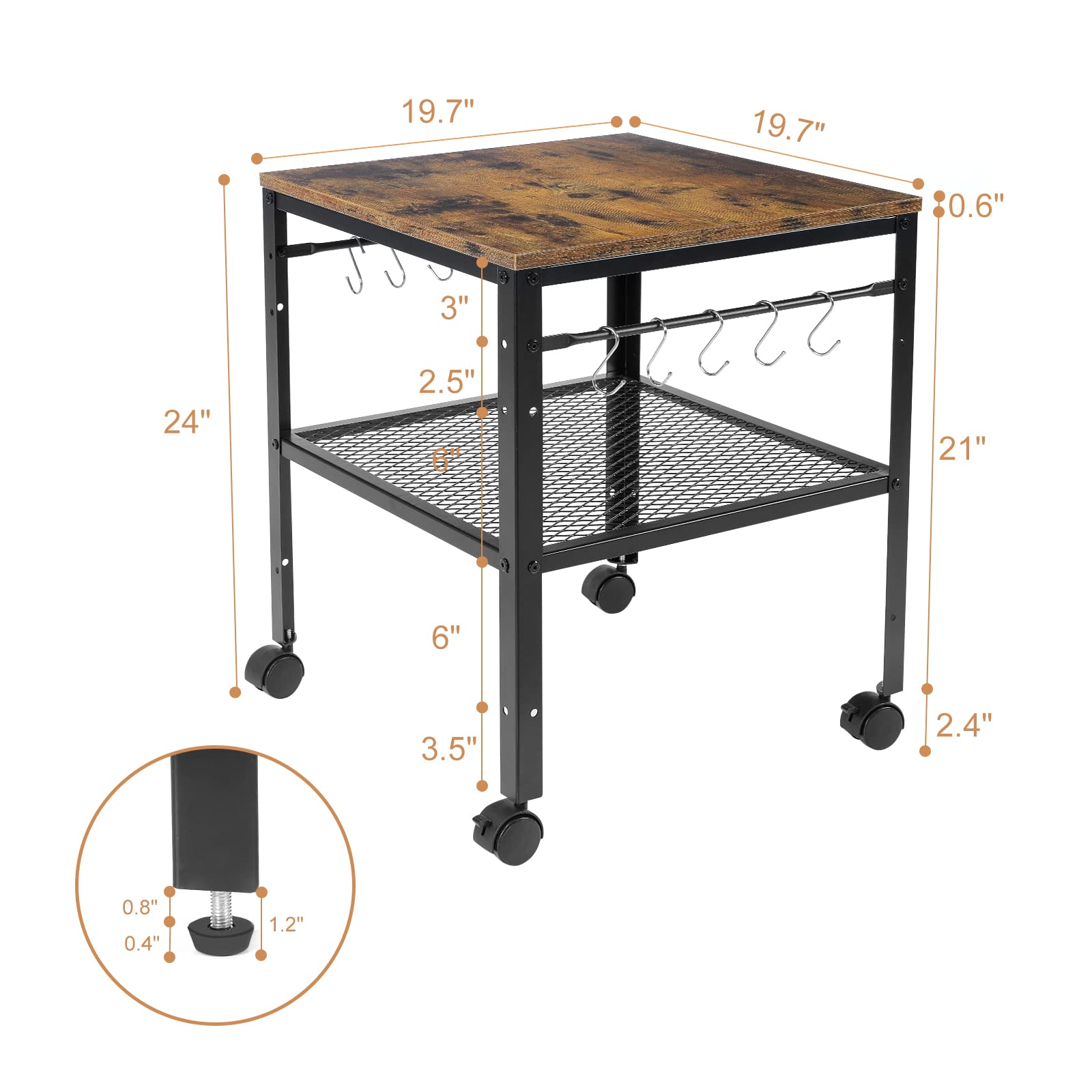 Onlytak Rustic End Table with durable metal frame for long-lasting support.