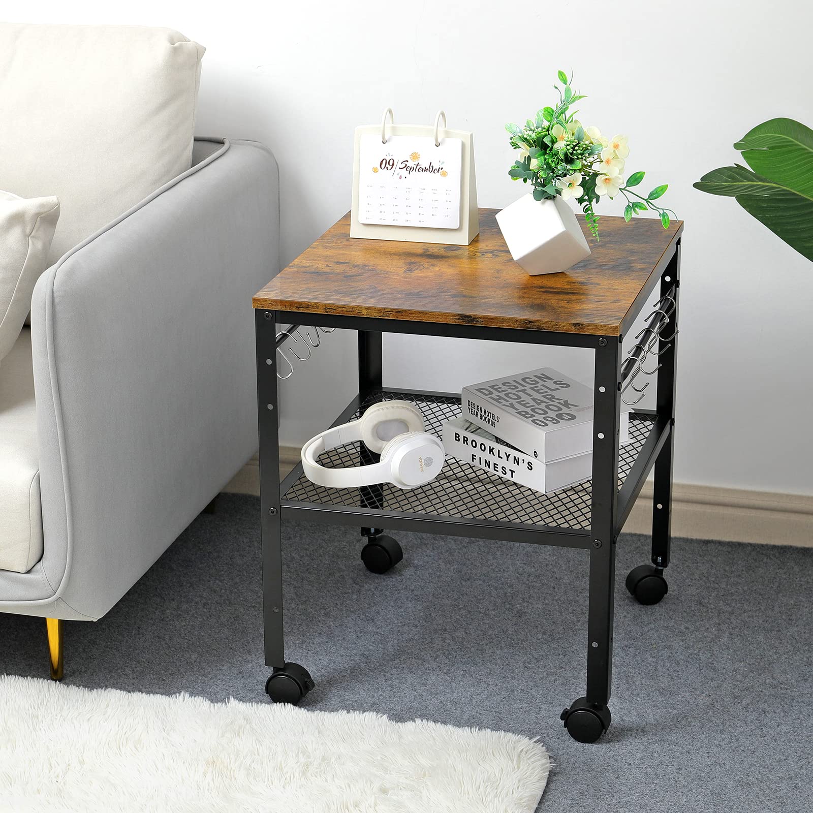 Onlytak Rustic End Table ideal for mini fridge, printer, or aquarium stands.