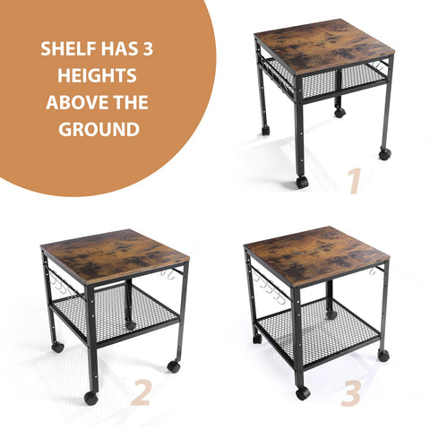 Onlytak Rustic End Table with wheels and pads for easy repositioning.