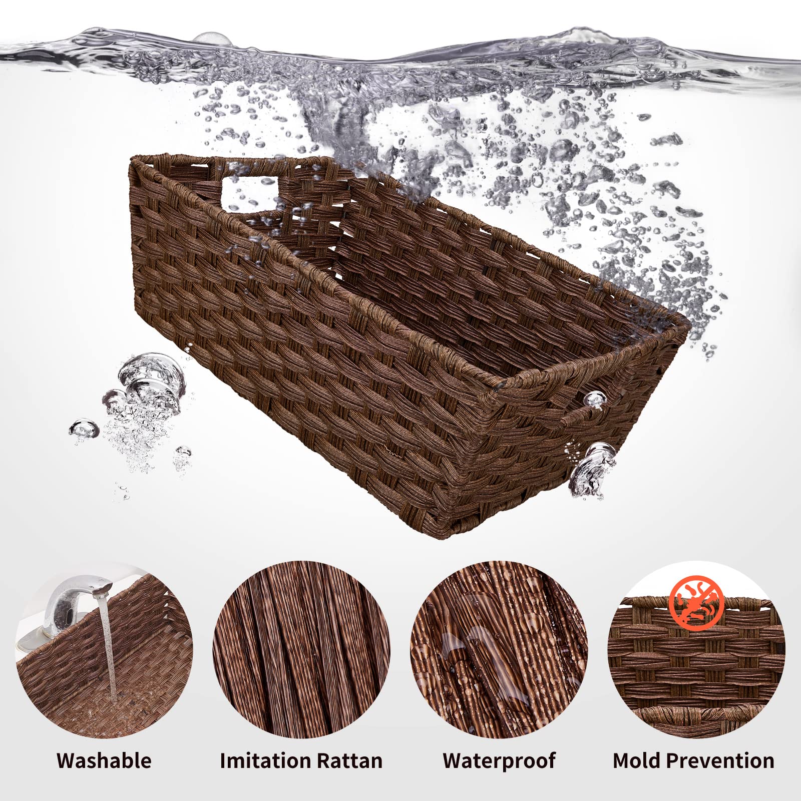 Onlytak stackable wicker baskets to save space when not in use