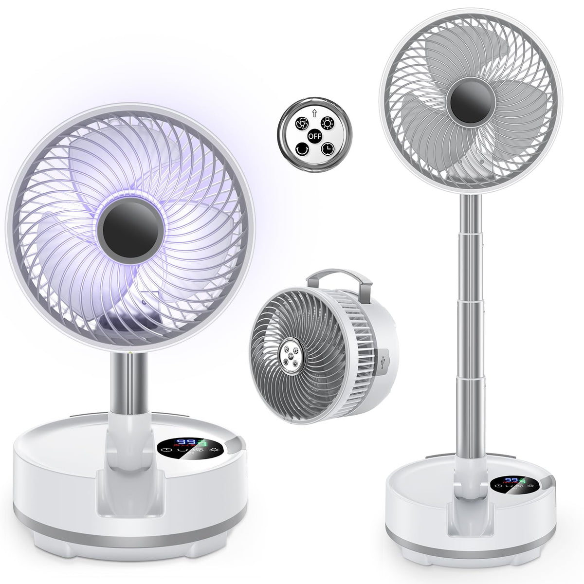 Onnilife 8-Inch portable fan front view for cooling on the go.