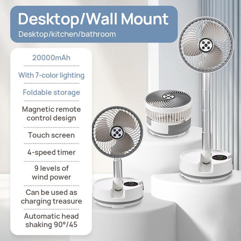 Onnilife 8inch rotating base shows 45°/90° airflow distribution.