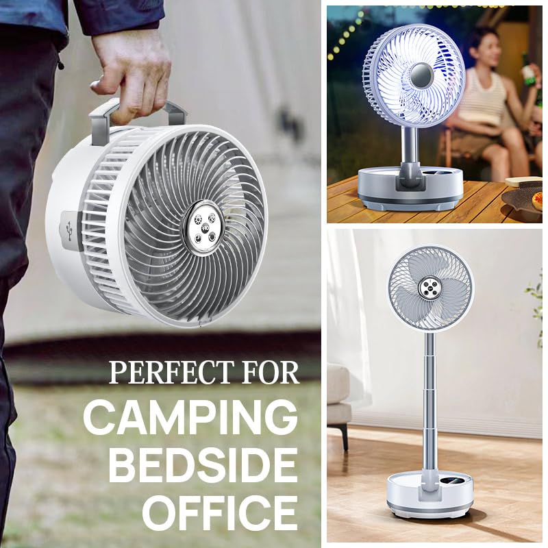 Onnilife portable fan folded for travel mode demonstrates compact convenience.