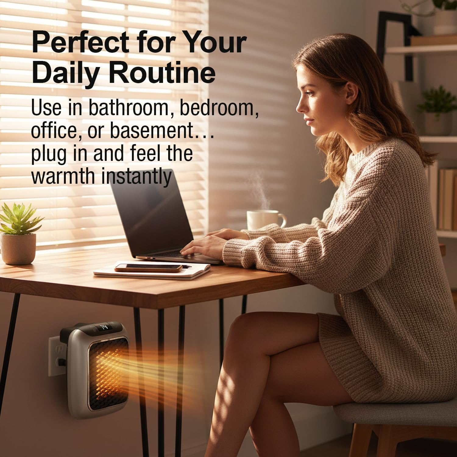 Ontel Handy Heater Turbo compact design fits neatly into any wall outlet.