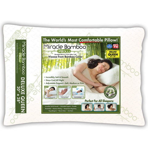 Ontel Miracle Pillow with bamboo cover close-up, highlighting cooling fabric and softness