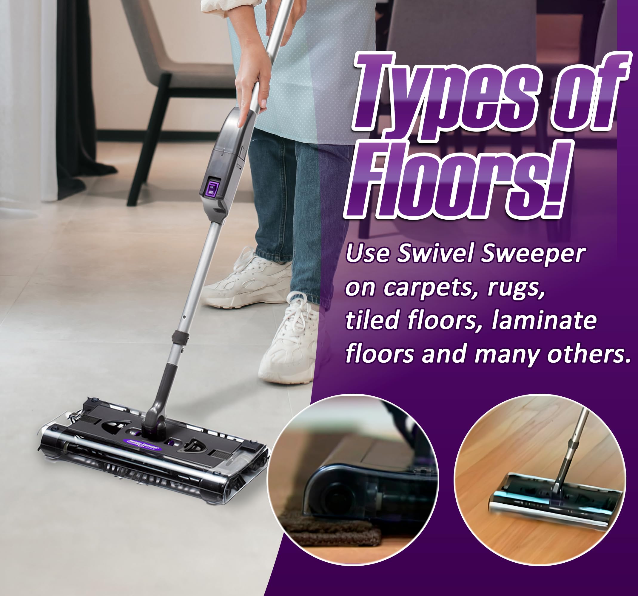 Ontel Swivel Sweeper Max lightweight 2-pound design for easy handling