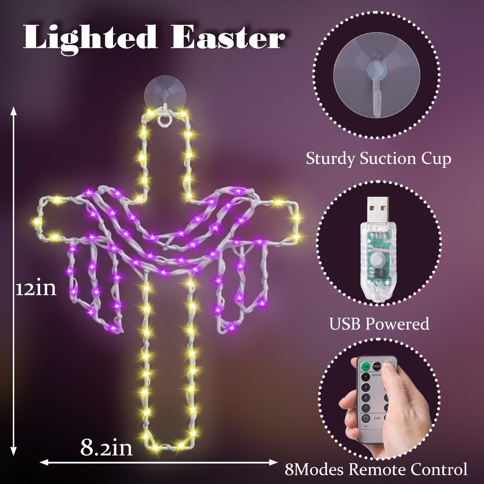Ontigola USB-powered cross sign with remote control for effortless lighting