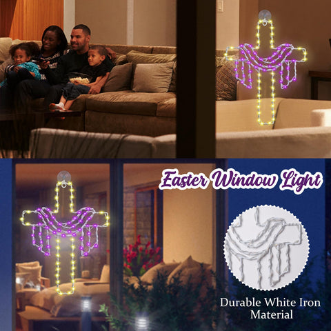Ontigola cross-drape window light illuminated on a window display for celebrations