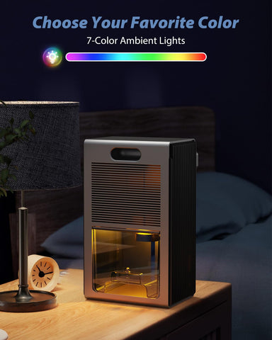 ONWORK dehumidifier ambient LED lighting creates cozy mood