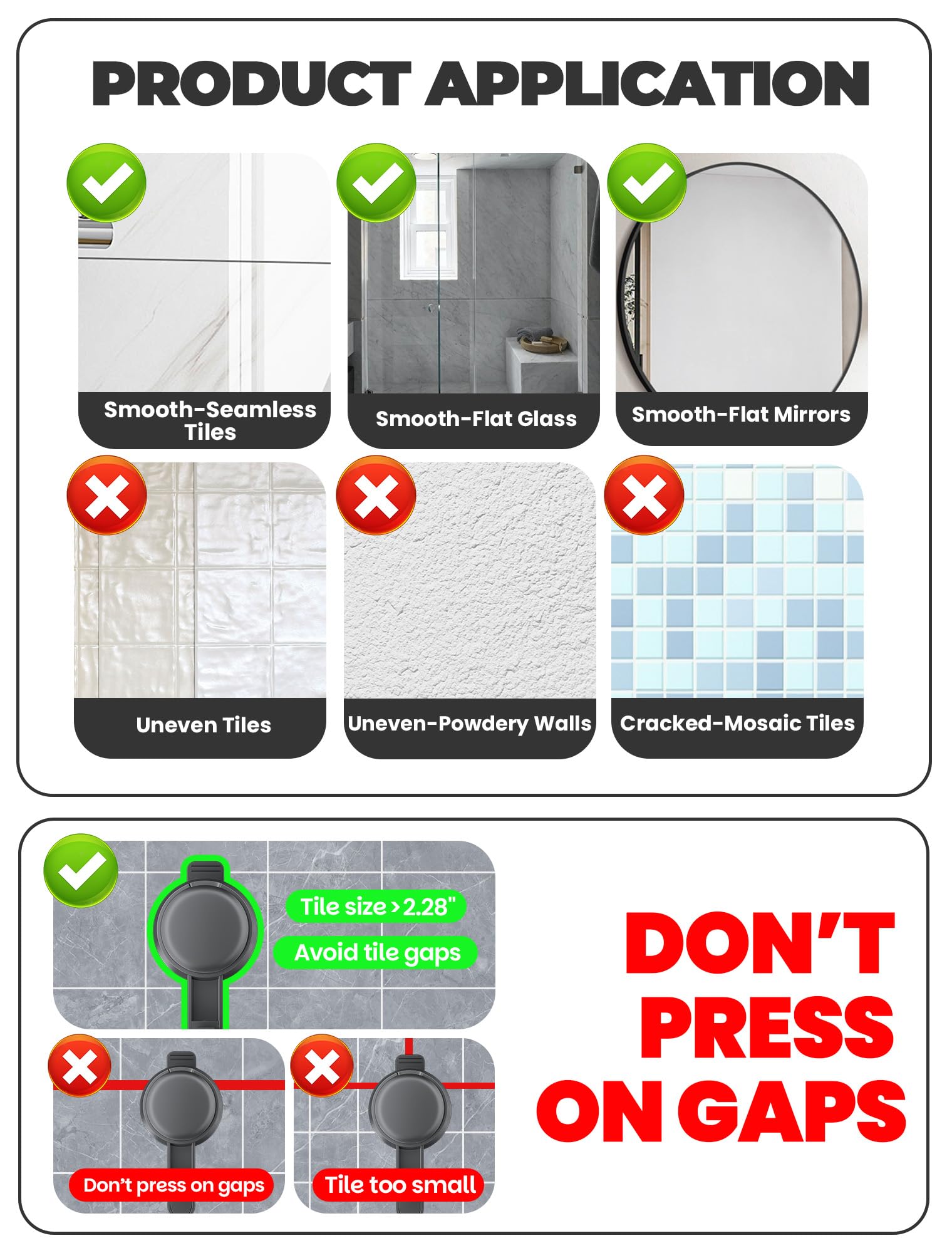 ONXE surface-compatible suction works best on smooth surfaces like glass or tile.