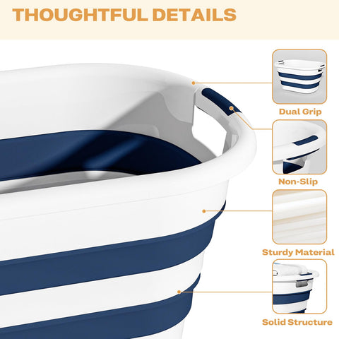 OOAMBB blue durable plastic laundry basket ready for daily use